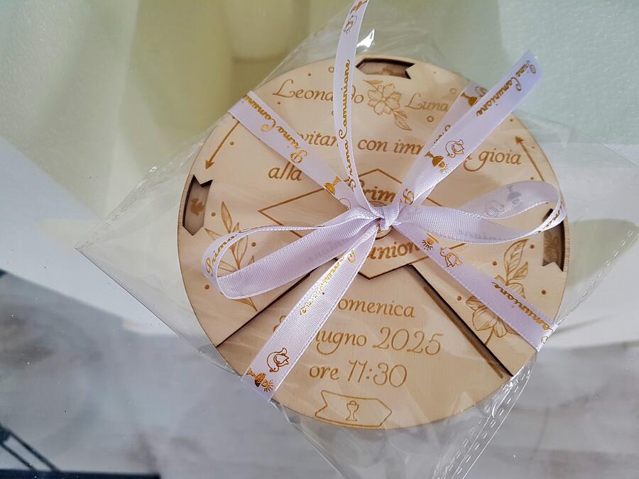 Invito rotante in legno - Modello Luana - Personalizzabile