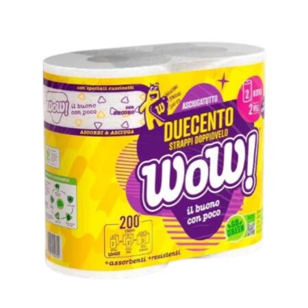 WOW ASCIUGATUTTO 2 ROTOLI 2 VELI (Confezione da 24 pezzi) 