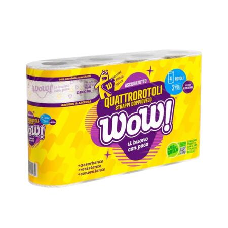 WOW ASCIUGATUTTO 4 ROTOLI 2 VELI (Confezione da 24 pezzi) 