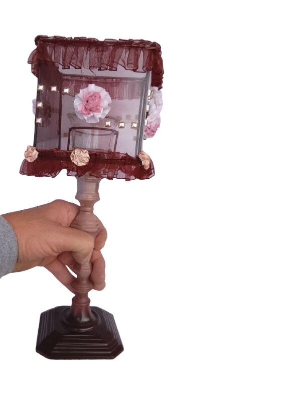 6 Lumi Shabby Chic – Portacandela con Fiori e Tulle – Design Romantico