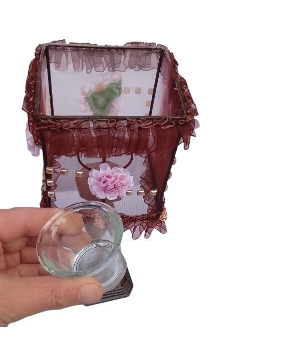 6 Lumi Shabby Chic – Portacandela con Fiori e Tulle – Design Romantico