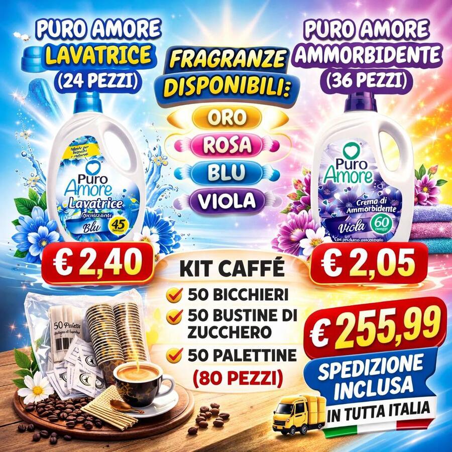 BOX PURO AMORE + KIT CAFFE' 140 PEZZI SPEDIZIONE INCLUSA 