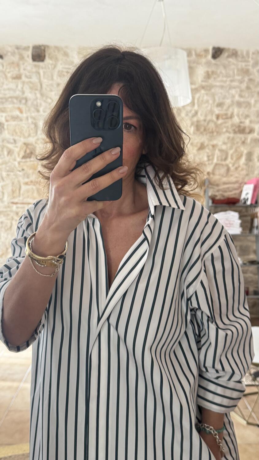 Camicia abito oversize Righe