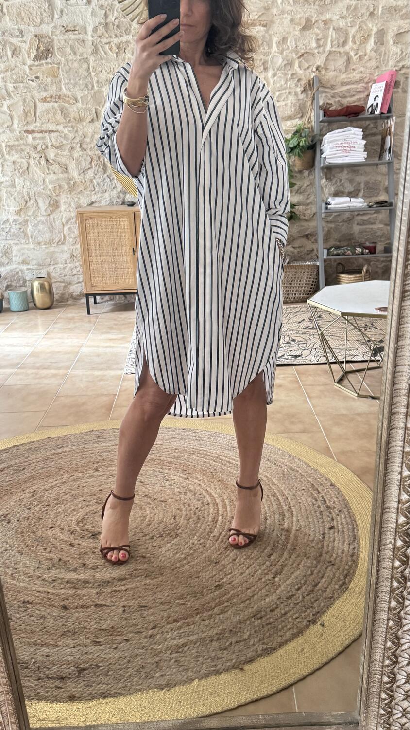 Camicia abito oversize Righe