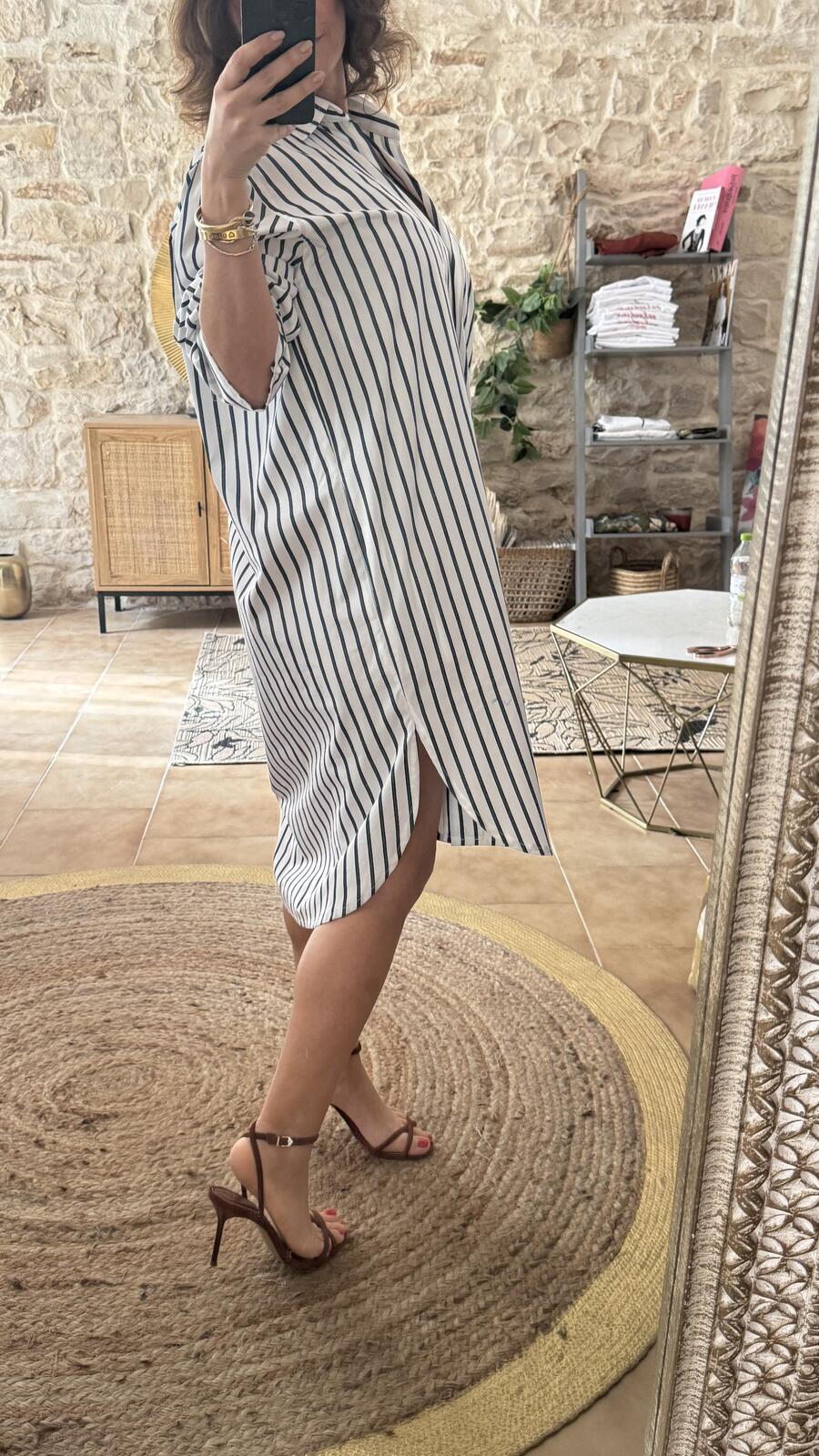 Camicia abito oversize Righe