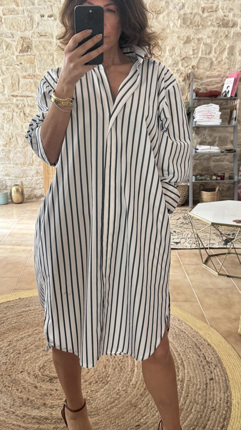 Camicia abito oversize Righe