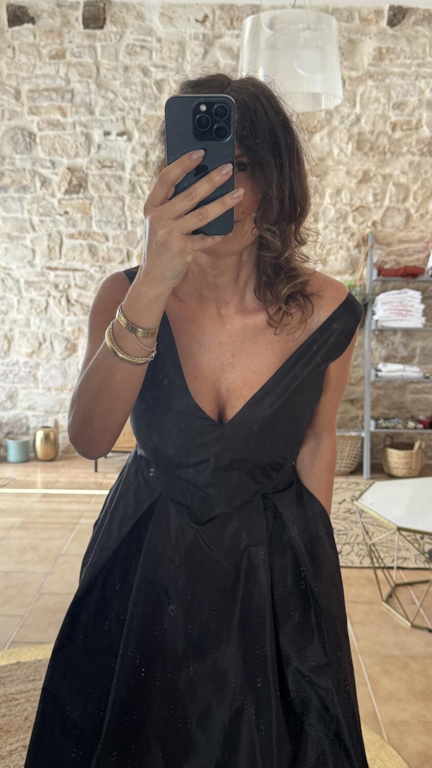 Black Dress Taffeta pura seta