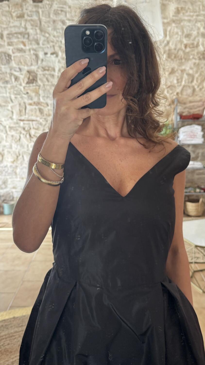 Black Dress Taffeta pura seta