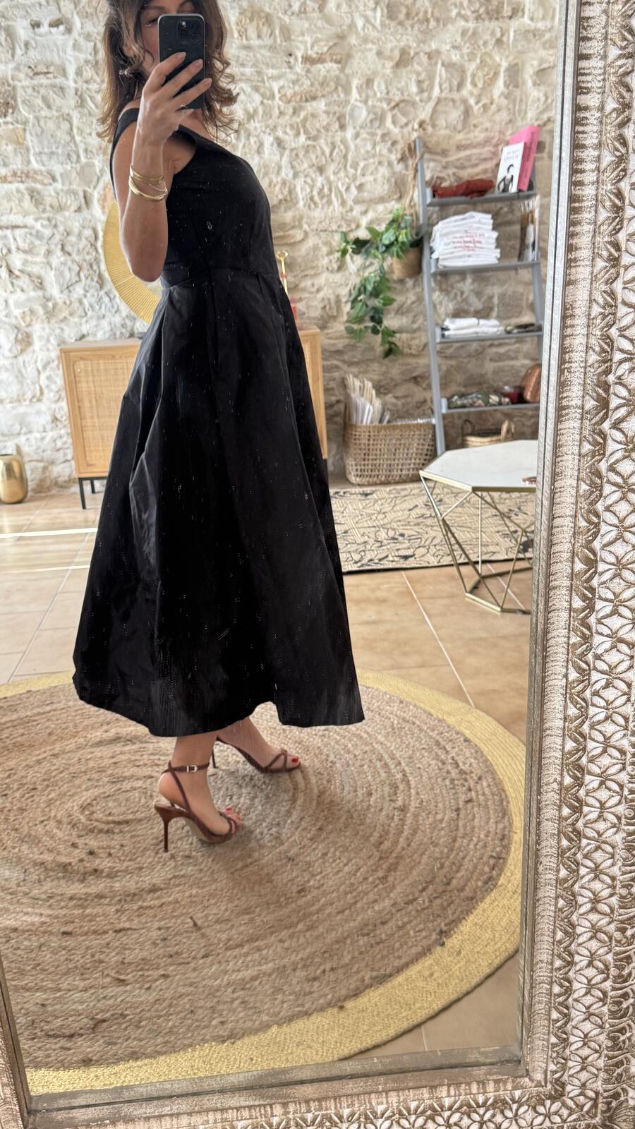 Black Dress Taffeta pura seta