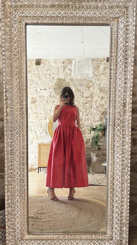 Red Dress Shantung pura seta