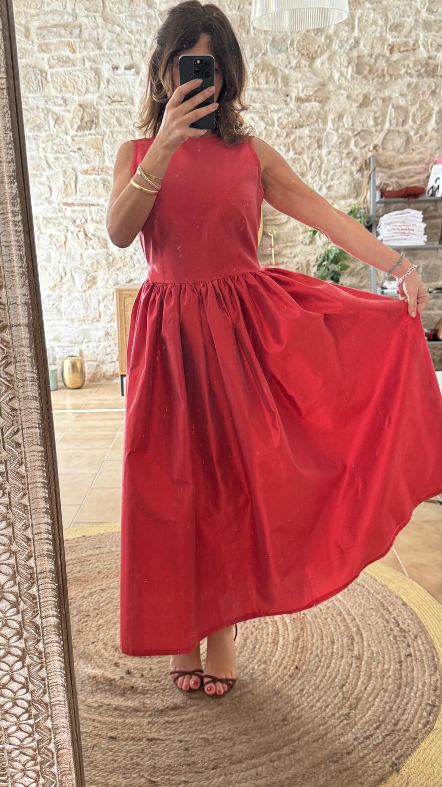Red Dress Shantung pura seta