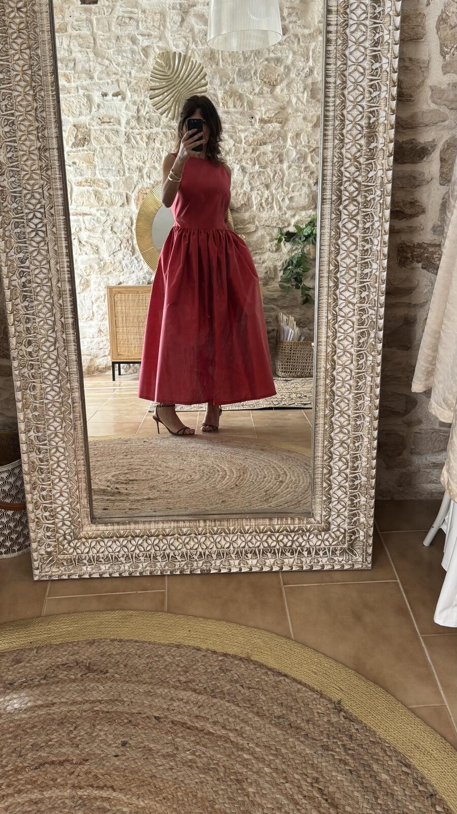 Red Dress Shantung pura seta