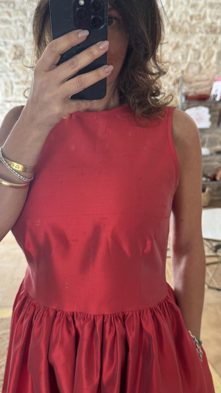 Red Dress Shantung pura seta