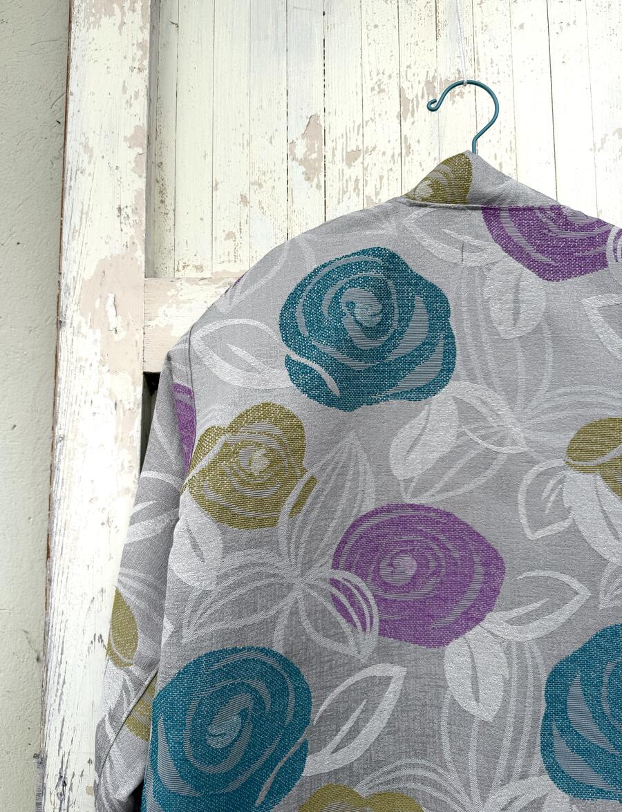 Kimono fiori ottanio e glicine