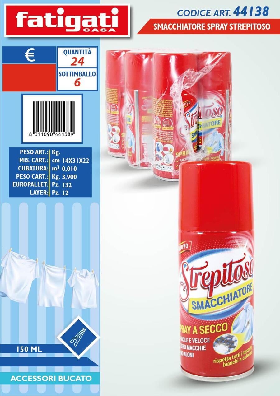 FATIGATI STREPITOSO SMACCHIATORE DA 150 ml
 [Conf.da 6 pezzi]