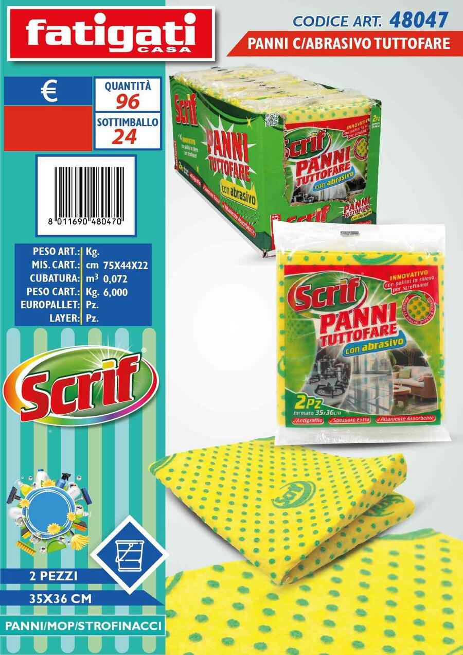 FATIGATI PANNO ABRASIVO TUTTOFARE DA 2 PEZZI cm 35x36
 [Conf.da 24x2]
