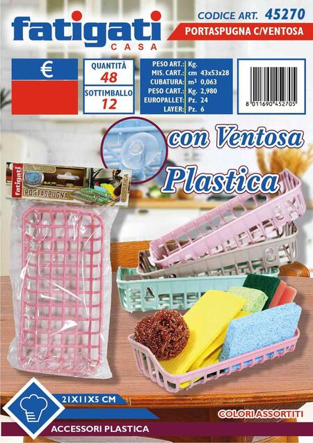 FATIGATI PORTASPUGNA CON VENTOSA IN PLASTICA cm 21x5
 [Conf.da 12 pezzi]
