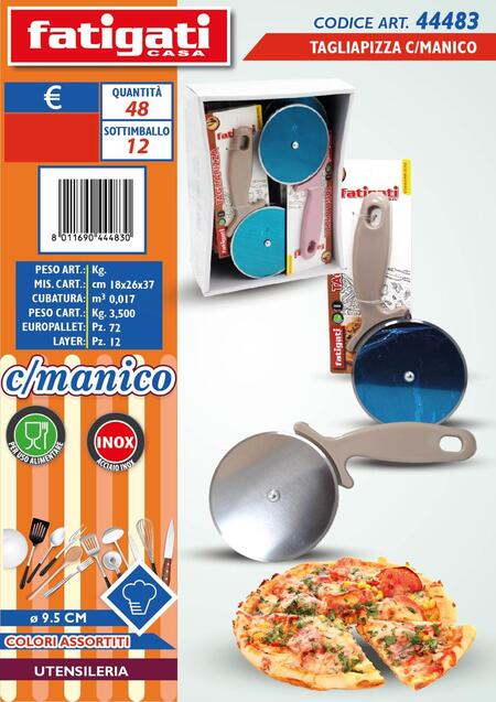FATIGATI TAGLIAPIZZA CON MANICO diam. 9,5 cm
 [Conf.da 12 pezzi]