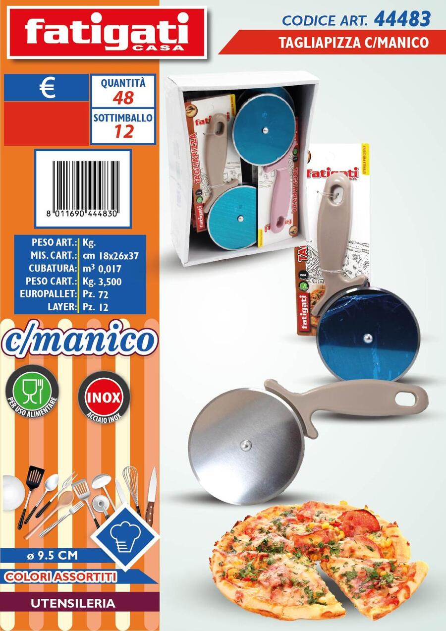 FATIGATI TAGLIAPIZZA CON MANICO diam. 9,5 cm
 [Conf.da 12 pezzi]