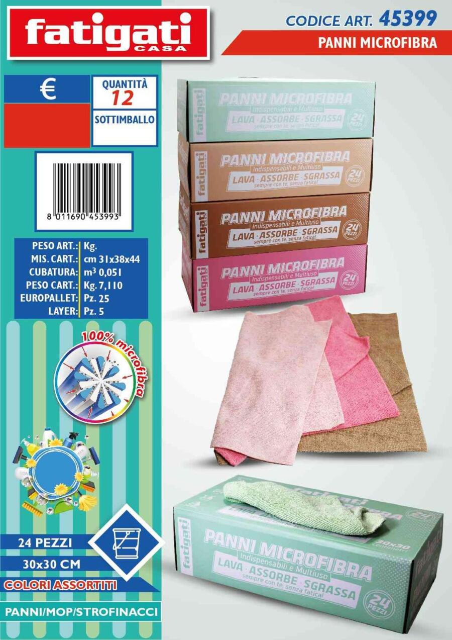 FATIGATI PANNO IN MICROFIBRA cm 30x30 BOX DA 30 PEZZI
 [Conf.da 3 box]
