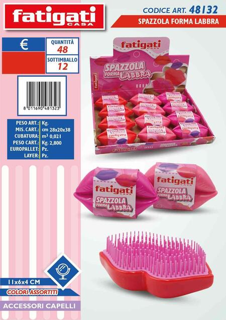 FATIGATI SPAZZOLA FORMA LABBRA cm 11x6x4
 [Conf.da 12 pezzi]