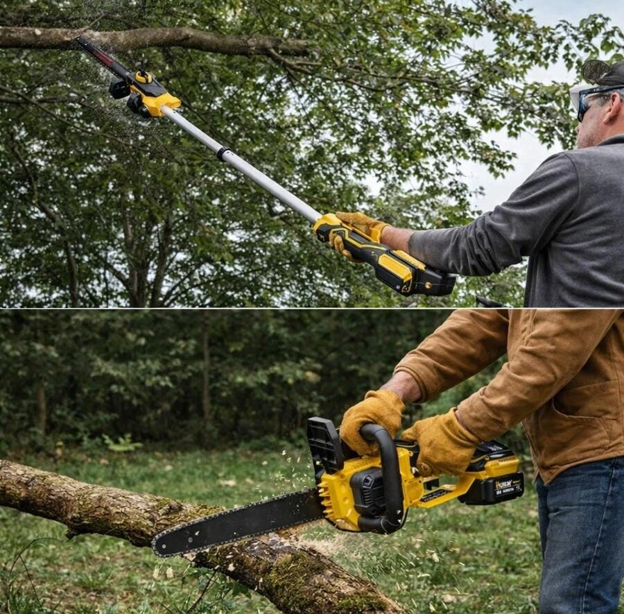 MOTOSEGA ELETTRICA 12" CON 2 BATTERIA 68V ALLUNGABILE TELESCOPICA 1 METRO