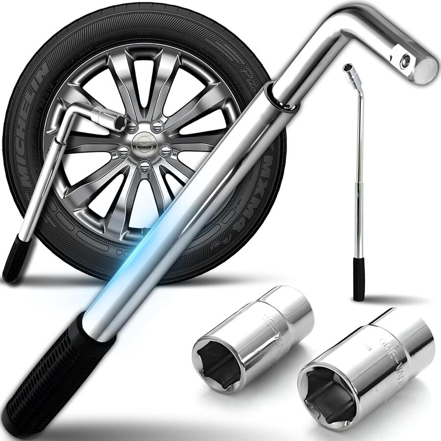 CHIAVE SVITA E AVVITA BULLONI TELESCOPICA SMONTARUOTE AUTO CAMPER 17-19-21-23 mm