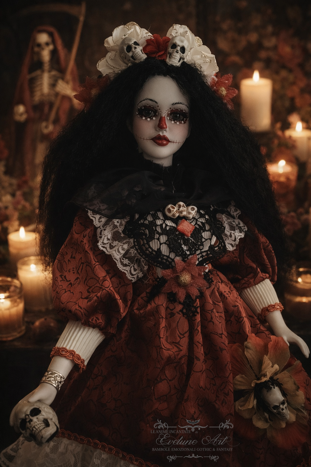 Ximena Santa Muerte pezzo unico in porcellana 