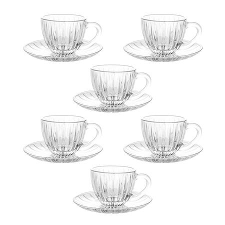 Tognana - Set 6 Tazze Caffè con Piattino Rib 90 cc in Vetro – Collezione Galassia 