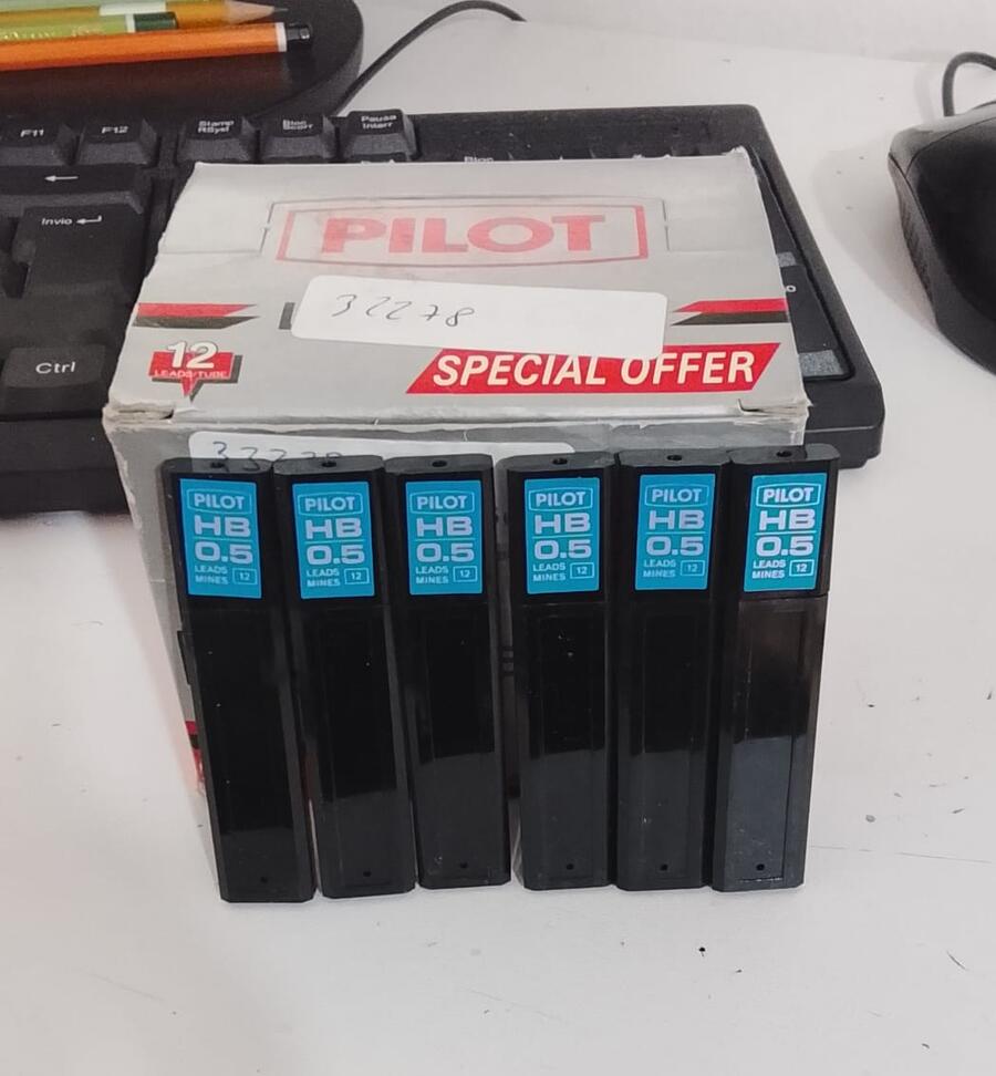 Set 72 Mine Pilot 0.5 HB – Vintage Black Leads Japan – 6 Tubetti Modello C5 – NOS