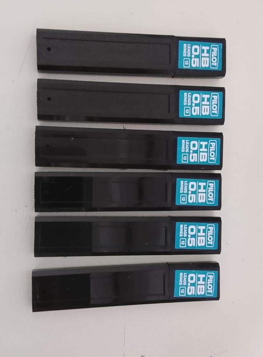 Set 72 Mine Pilot 0.5 HB – Vintage Black Leads Japan – 6 Tubetti Modello C5 – NOS