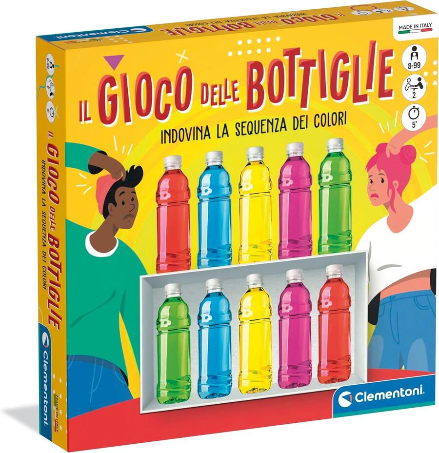 Clementoni - Il Gioco delle Bottiglie, Party Game con 20 Bottiglie, Idea Regalo per Bambini 8+ Anni e Adulti, 2 Giocatori, Made in Italy, Lingua Italiana