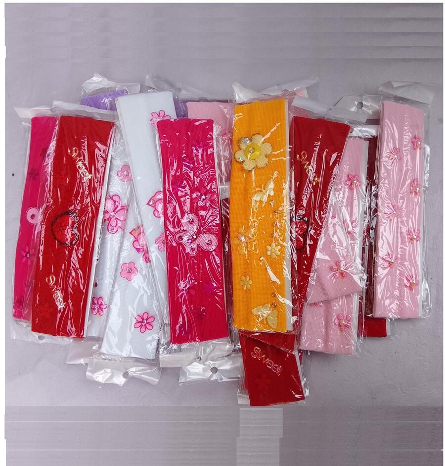 Lotto 6 Fasce Elastiche Bambina con Decorazioni Perline – Colori Assortiti