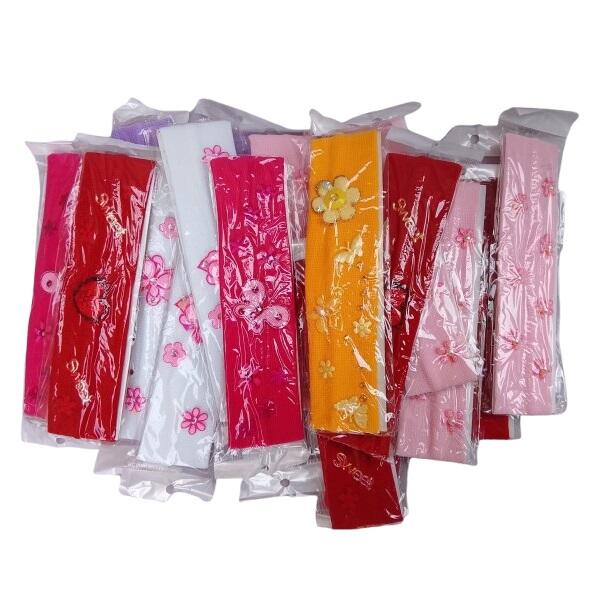 Lotto 6 Fasce Elastiche Bambina con Decorazioni Perline – Colori Assortiti