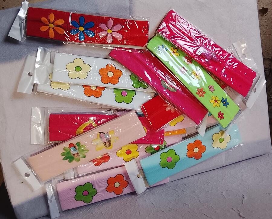 Lotto 6 Fasce Elastiche Bambina con Decorazioni assortite– Colori Assortiti