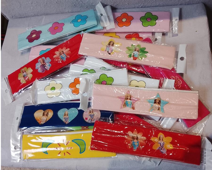 Lotto 6 Fasce Elastiche Bambina con Decorazioni assortite– Colori Assortiti