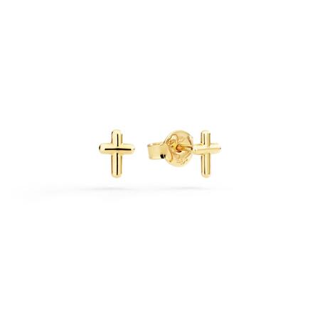 DoDo Orecchini MINI STUD CROCE IN ORO GIALLO 