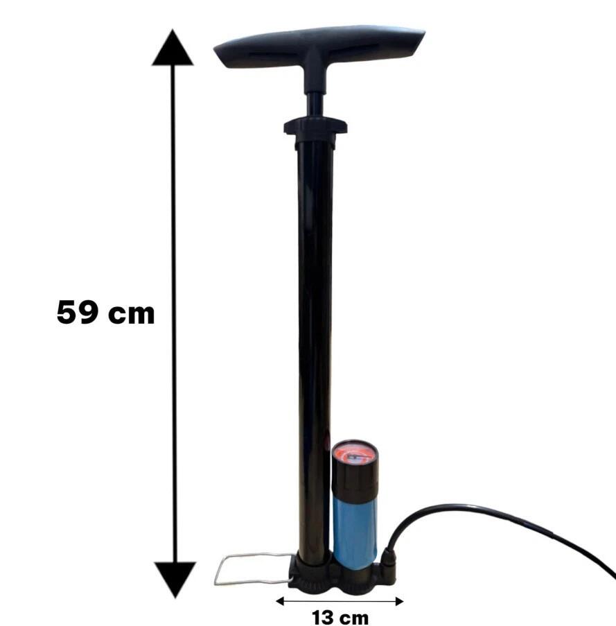Pompa Manuale ad Aria con Manometro Per Bici Palloni Auto Compressore Portatile