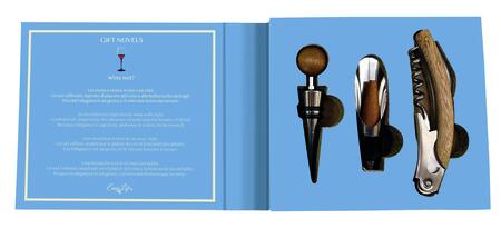Easy Life -  Set Vino 3 pezzi apribottiglie, tappo e versatore in scatola regalo “Gift Novel”