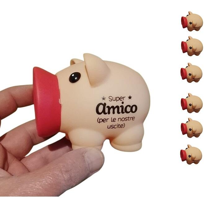 Set 6 Salvadanai Porcellini in PVC – 10 cm – Color Rosa – Infrangibili e Leggeri