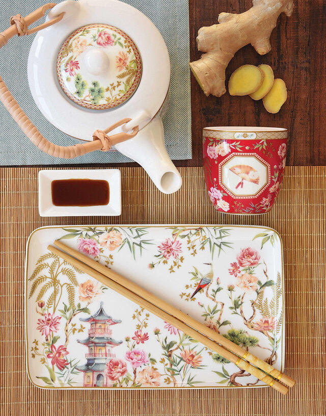 Easy Life – Set sushi in porcellana e bambù “Jardins d’Orient” con scatola regalo (2 persone)