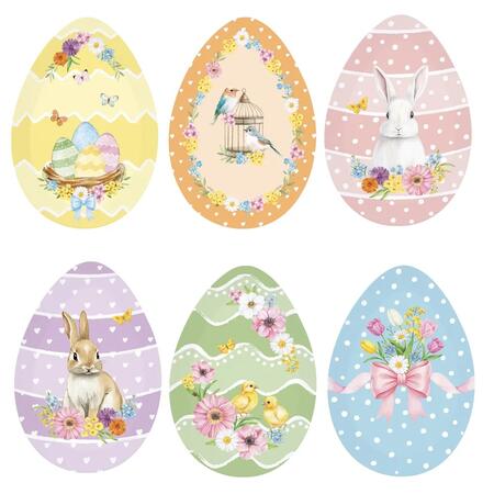 Easy Life - Vassoio Pasquale a Forma di Uovo in Porcellana 30×21 cm – 6 Decori Egg Hunt
