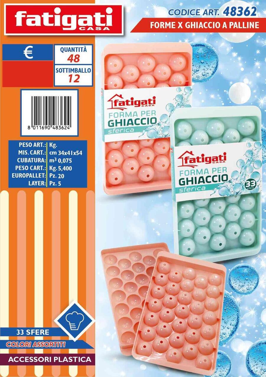FATIGATI FORMA PER GHIACCIO A 33 SFERE
 [Conf.da 12 pezzi]