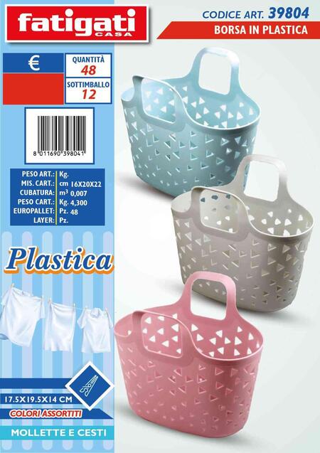 FATIGATI BORSA IN PLASTICA cm 17,5x19,5x14
 [Conf.da 12 pezzi]