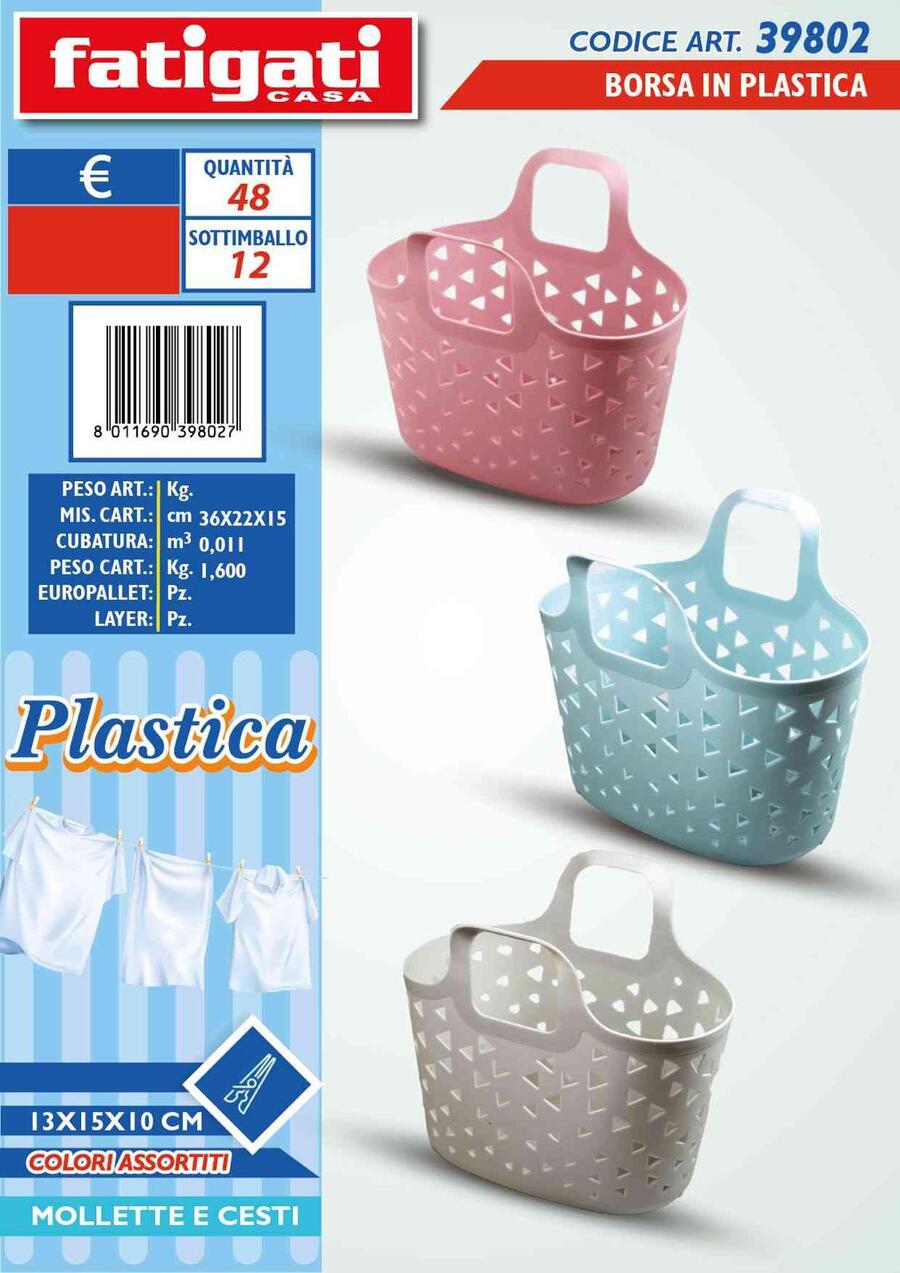 FATIGATI BORSA IN PLASTICA cm 13x15x10
 [Conf.da 12 pezzi]