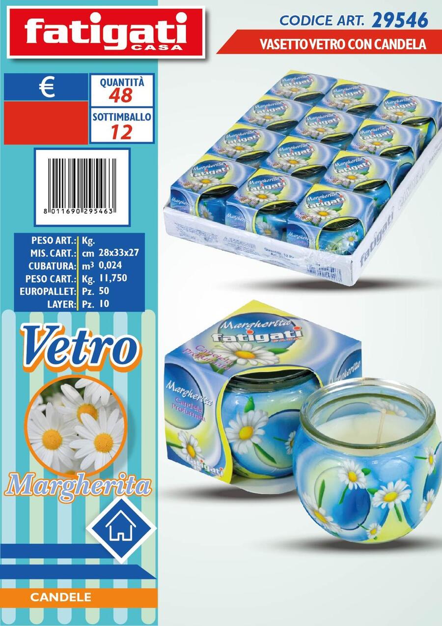 FATIGATI VASETTO VETRO CON CANDELA 
 [Conf.da 12 pezzi]