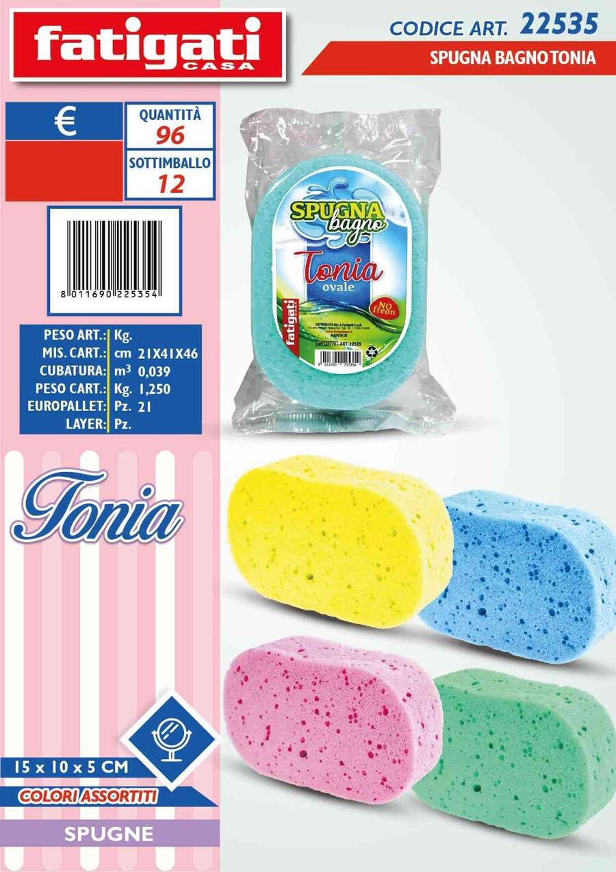 FATIGATI SPUGNA BAGNO TONIA cm 15x10x5
 [Conf.da 12 pezzi]