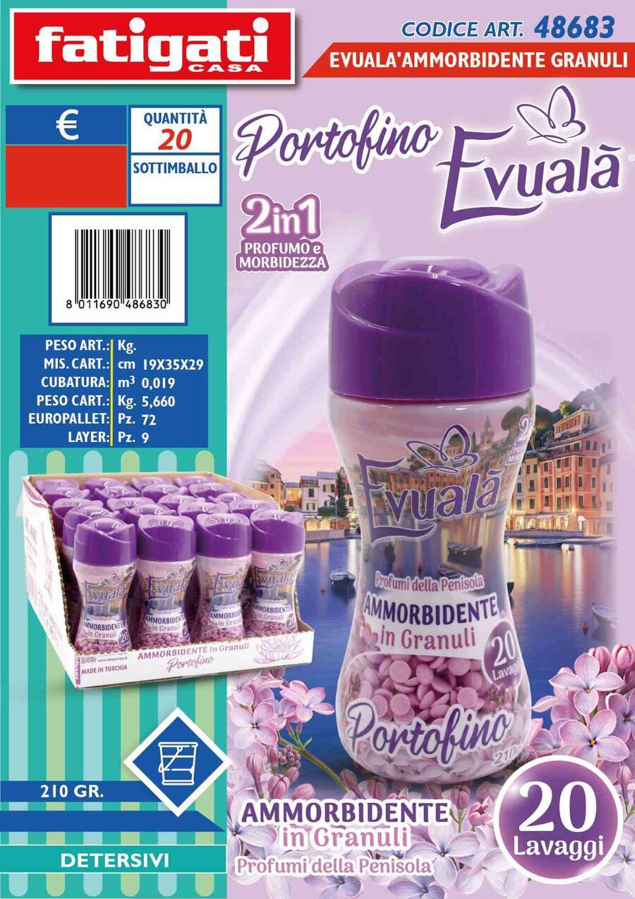 FATIGATI EVUALA' AMMORBIDENTE GRANULI DA 210 gr
 [Conf.da 20 pezzi]