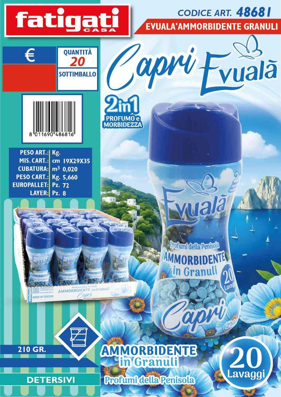 FATIGATI EVUALA' AMMORBIDENTE GRANULI DA 210 gr
 [Conf.da 20 pezzi]