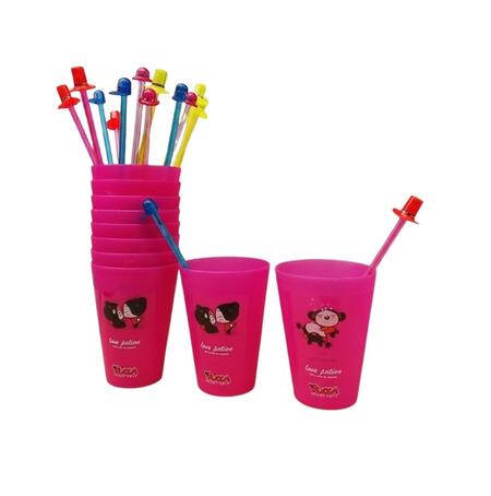 Set 10 Bicchieri Pucca Maxi 500ml + 10 Agitatori Mix Color